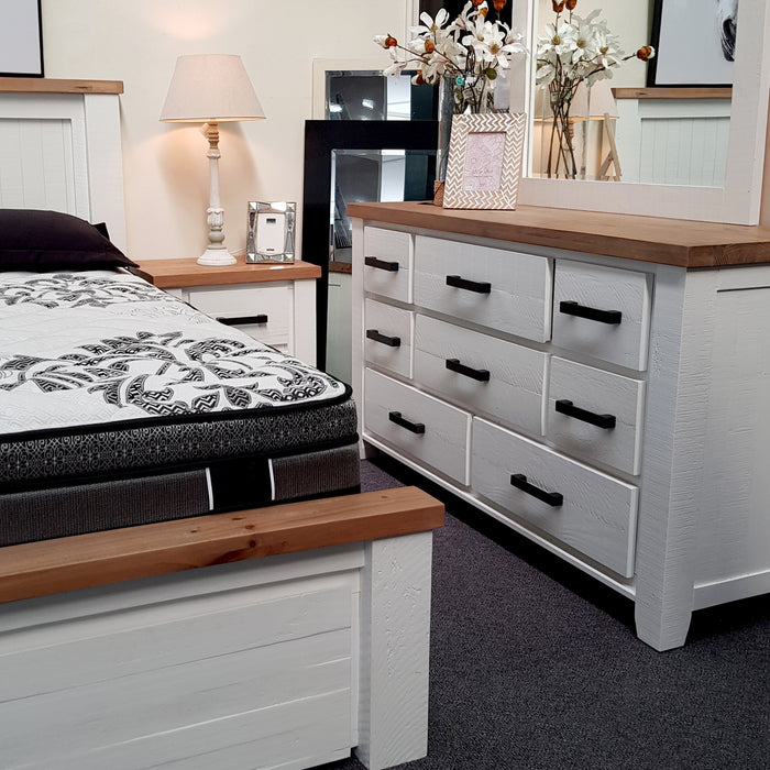 White dresser with 8 drawers and mirror Harlow Collection The Bed Shop