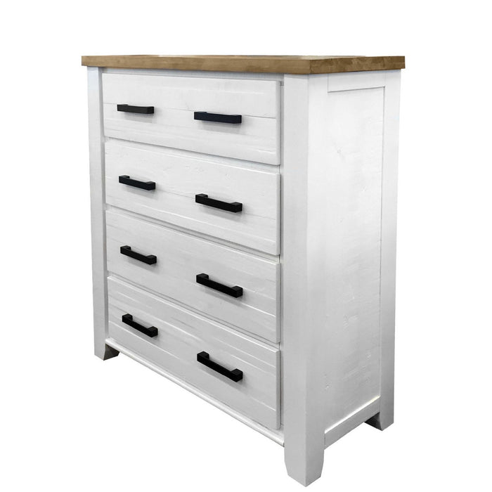 White tallboy with 4 drawers Harlow Bedroom Collection The Bed Shop