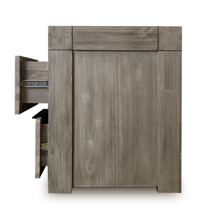 grey modern wood bedside 2 drawer Arctic Collection The Bed Shop