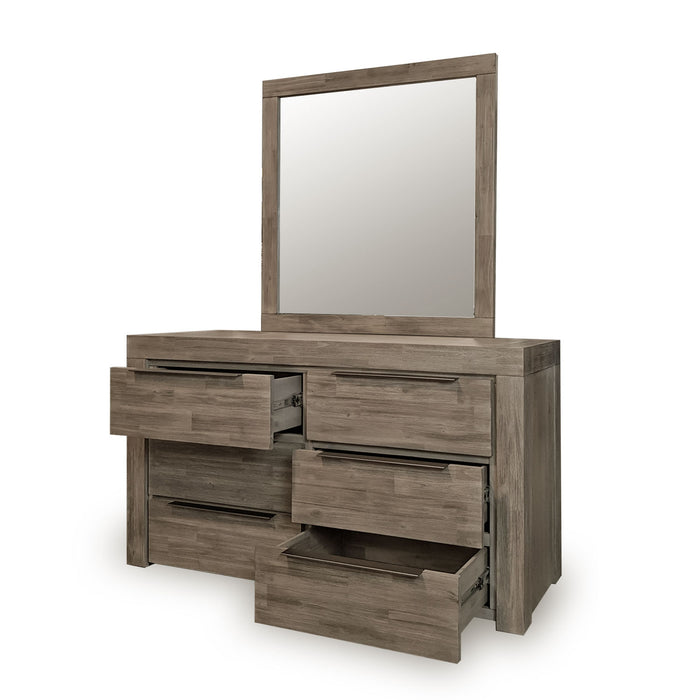 Modern grey six drawer bedroom dresser with mirror Arctic Collection The Bed Shop
