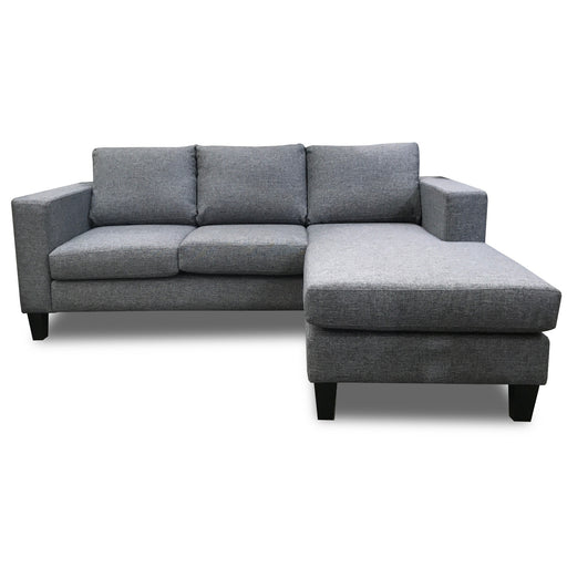 Corner chaise lounge suite Upholstered grey fabric Uno The Bed Shop