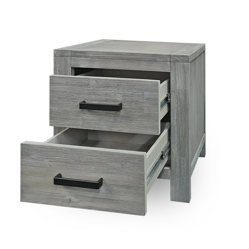 Grey wood 2 drawer bedside Hudson Collection The Bed Shop