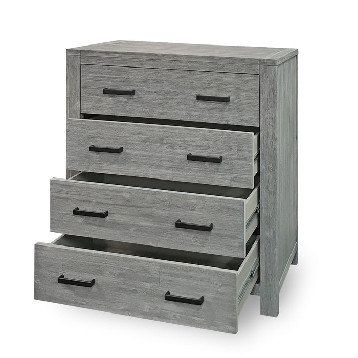 Grey wood 4 drawer tallboy Hudson Collection The Bed Shop