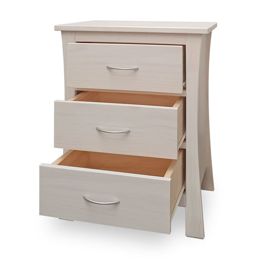 wooden bedside with three drawers custom New Zealand made Maddison Collection The Bed Shop