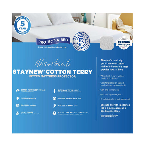 Protect A Bed Mattress Protector - StayNew Cotton Terry - The Bed Shop NZ
